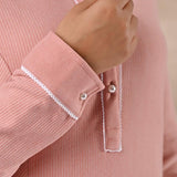 Full Sleeve Woolen Peach Striped Kurti - Lakshita