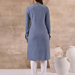 Full Sleeve Woolen Blue Striped Kurti - Lakshita