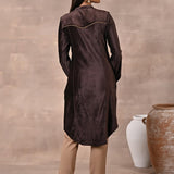 Brown Princess Cut Solid Kurta with Gathered Sleeves - Lakshita