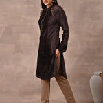 Brown Princess Cut Solid Kurta with Gathered Sleeves - Lakshita