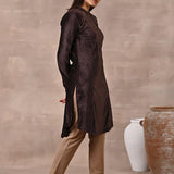 Brown Princess Cut Solid Kurta with Gathered Sleeves - Lakshita