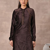 Brown Princess Cut Solid Kurta with Gathered Sleeves - Lakshita