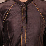 Brown Princess Cut Solid Kurta with Gathered Sleeves - Lakshita
