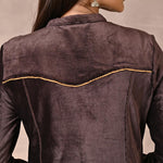 Brown Princess Cut Solid Kurta with Gathered Sleeves - Lakshita