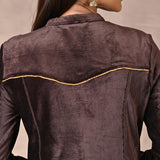 Brown Princess Cut Solid Kurta with Gathered Sleeves - Lakshita