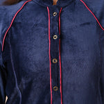 Navy Blue Princess Cut Solid Kurta with Gathered Sleeves - Lakshita