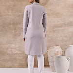 Purple Full Sleeve Woolen Striped Kurti with Lace Work - Lakshita