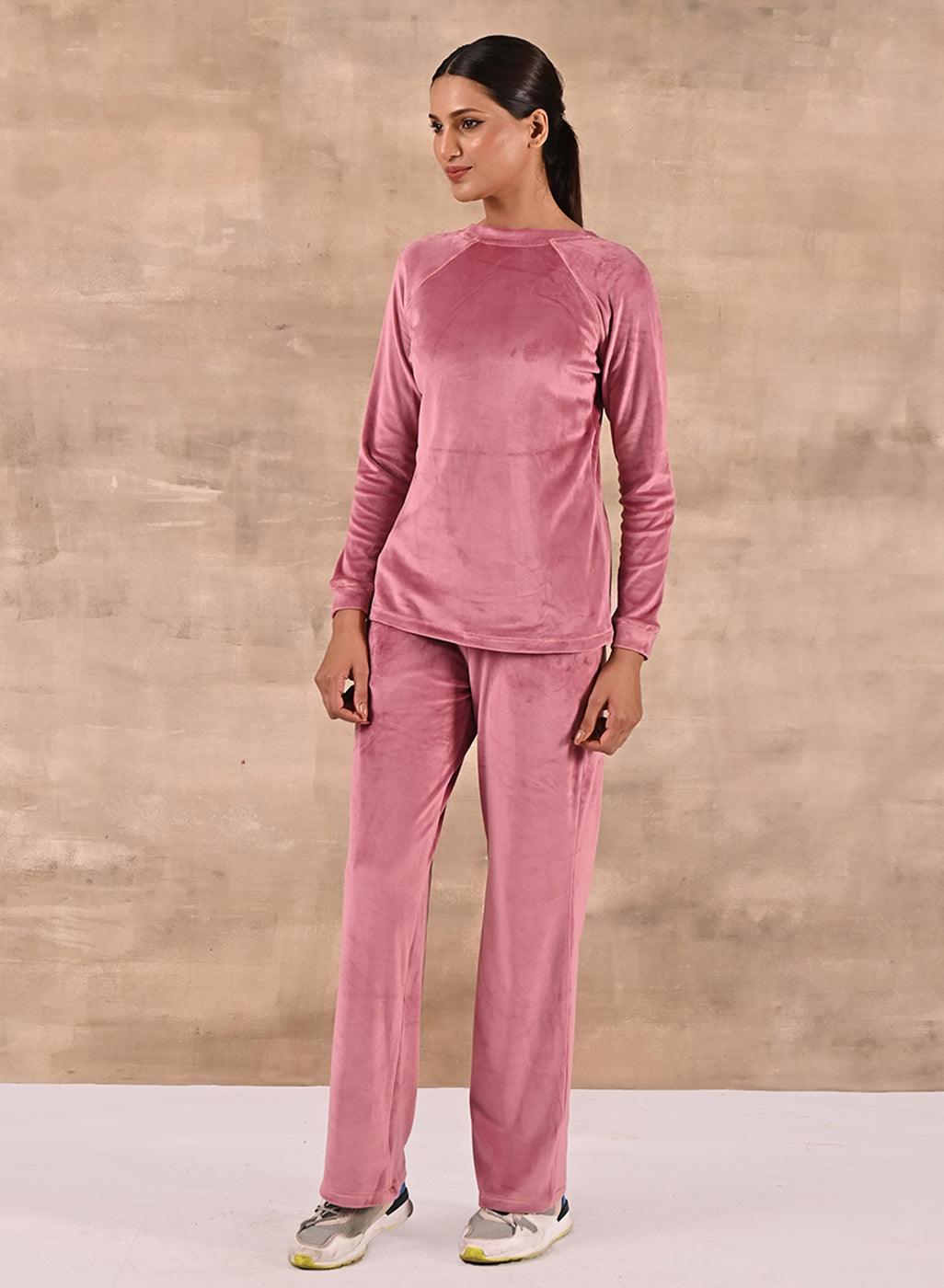Baby Pink Round Neck Track Suit - Lakshita