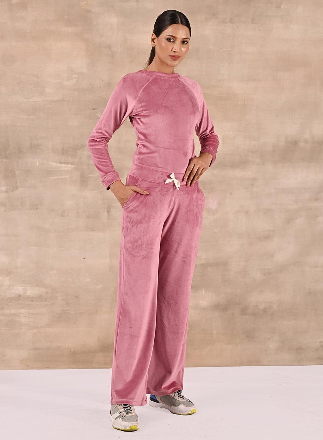 Baby Pink Round Neck Track Suit - Lakshita
