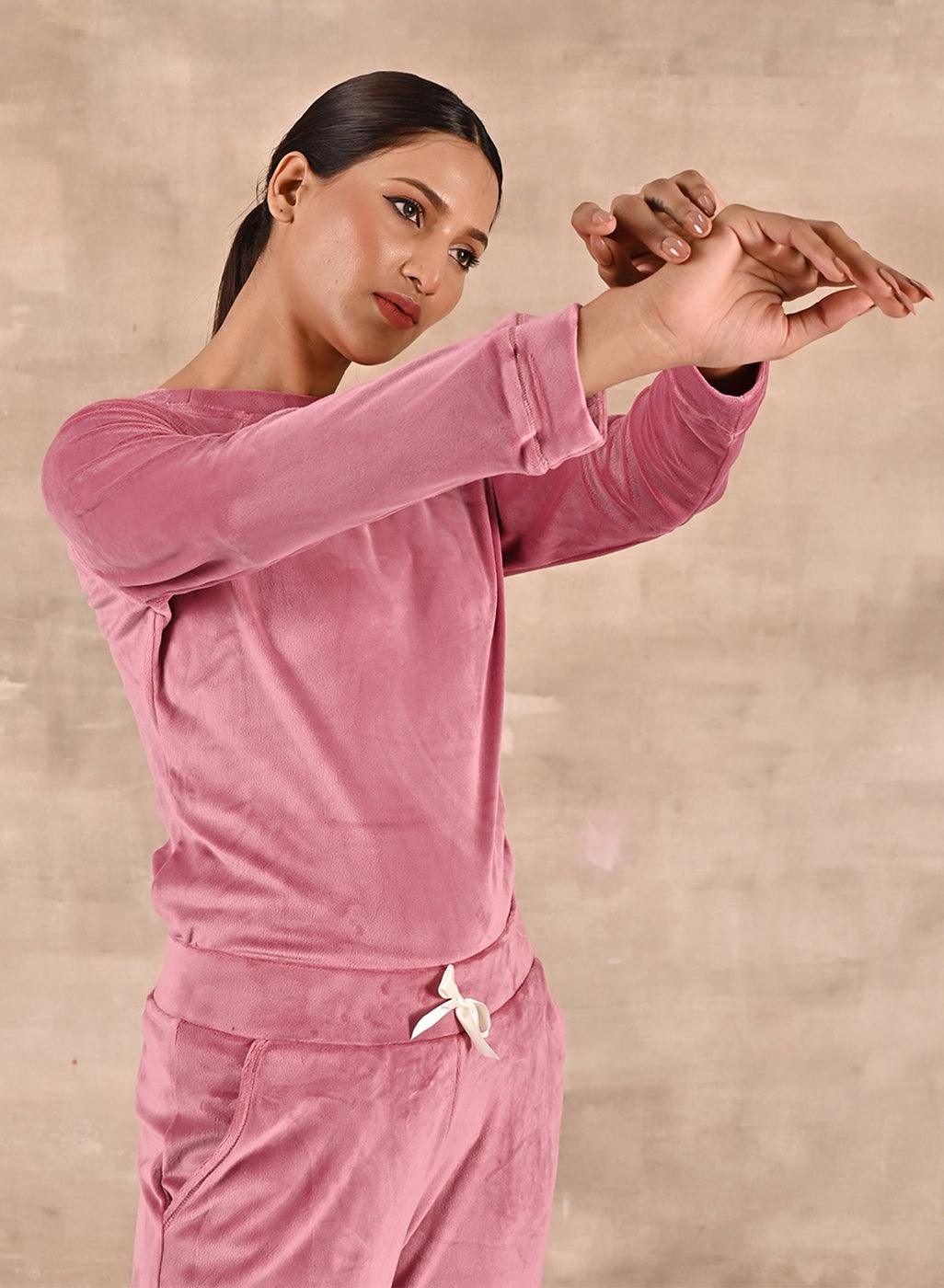 Baby Pink Round Neck Track Suit - Lakshita