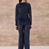 Navy Blue Round Neck Track Suit - Lakshita