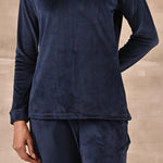 Navy Blue Round Neck Track Suit - Lakshita