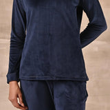 Navy Blue Round Neck Track Suit - Lakshita