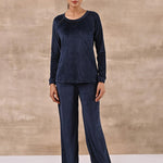 Navy Blue Round Neck Track Suit - Lakshita