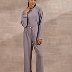 Purple Full-Sleeve Round Neck Track Suit - Lakshita