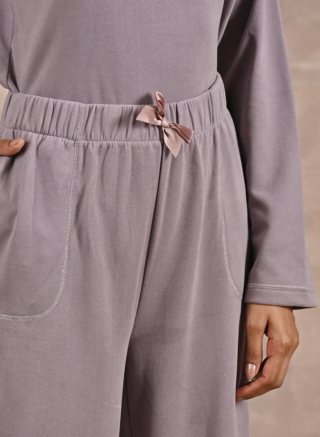 Purple Full-Sleeve Round Neck Track Suit - Lakshita