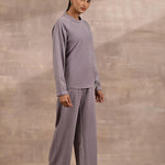 Purple Full-Sleeve Round Neck Track Suit - Lakshita