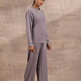 Purple Full-Sleeve Round Neck Track Suit - Lakshita