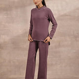 Maroon Full-Sleeve Round Neck Track Suit - Lakshita