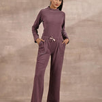 Maroon Full-Sleeve Round Neck Track Suit - Lakshita
