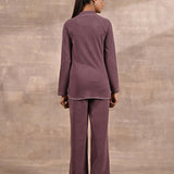 Maroon Full-Sleeve Round Neck Track Suit - Lakshita