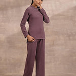 Maroon Full-Sleeve Round Neck Track Suit - Lakshita