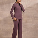 Maroon Full-Sleeve Round Neck Track Suit - Lakshita