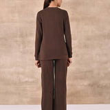 Brown Solid Round Neck Track Suit - Lakshita