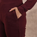 Purple Solid Round Neck Track Suit - Lakshita