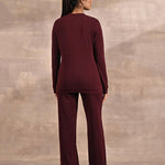 Purple Solid Round Neck Track Suit - Lakshita