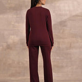 Purple Solid Round Neck Track Suit - Lakshita