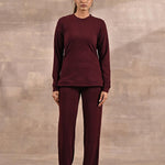 Purple Solid Round Neck Track Suit - Lakshita