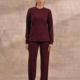Purple Solid Round Neck Track Suit - Lakshita