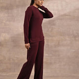 Purple Solid Round Neck Track Suit - Lakshita
