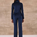 Royal Blue Track Suit with Spread Collar - Lakshita
