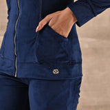 Royal Blue Track Suit with Spread Collar - Lakshita