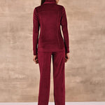 Maroon Track Suit with Spread Collar - Lakshita