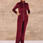 Maroon Track Suit with Spread Collar - Lakshita