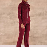 Maroon Track Suit with Spread Collar - Lakshita
