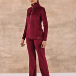 Maroon Track Suit with Spread Collar - Lakshita