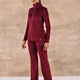 Maroon Track Suit with Spread Collar - Lakshita