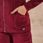 Maroon Track Suit with Spread Collar - Lakshita