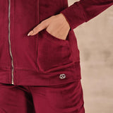 Maroon Track Suit with Spread Collar - Lakshita