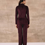 Maroon Tracksuit with Classic Collar and Zip Closure - Lakshita