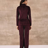 Maroon Tracksuit with Classic Collar and Zip Closure - Lakshita