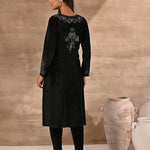 Back view of Black Velvet Kurta With Fine Mirror Work