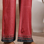 Red Ethnic Printed Velvet 3 Piece Kurta Set - Lakshita