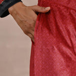 Red Ethnic Printed Velvet 3 Piece Kurta Set - Lakshita