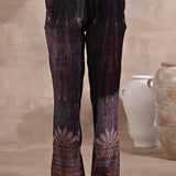 Purple Embellished Ethnic Marble Print Velvet Kurta Set - Lakshita