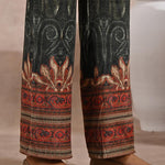 Green Embellished Ethnic Marble Print Velvet Kurta Set - Lakshita